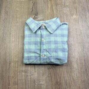 Faherty Mens Light Blue Casual Long Sleeve Plaid Button Down Shirt Size XL